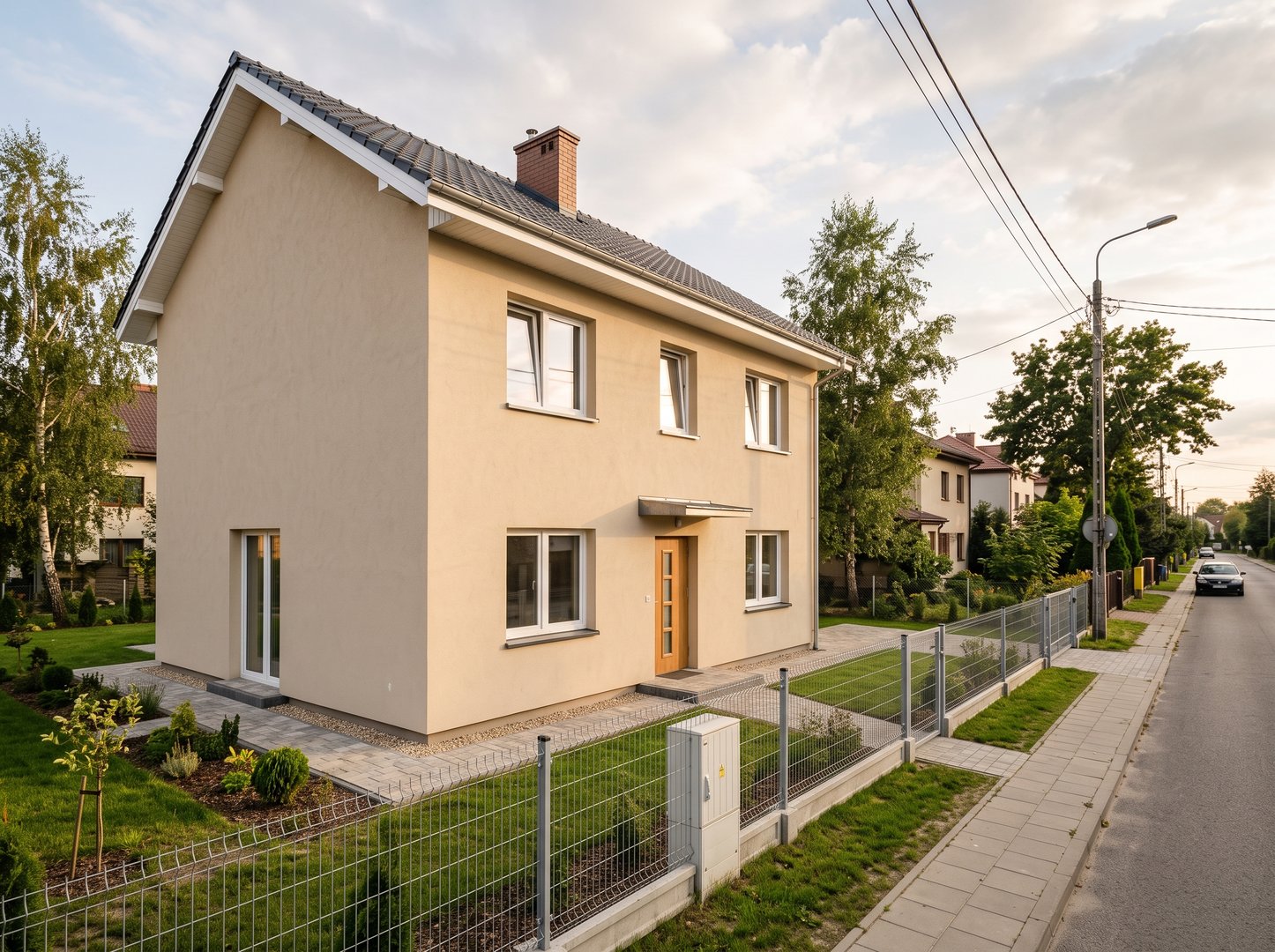 Dom jednorodzinny ze świeżą elewacją